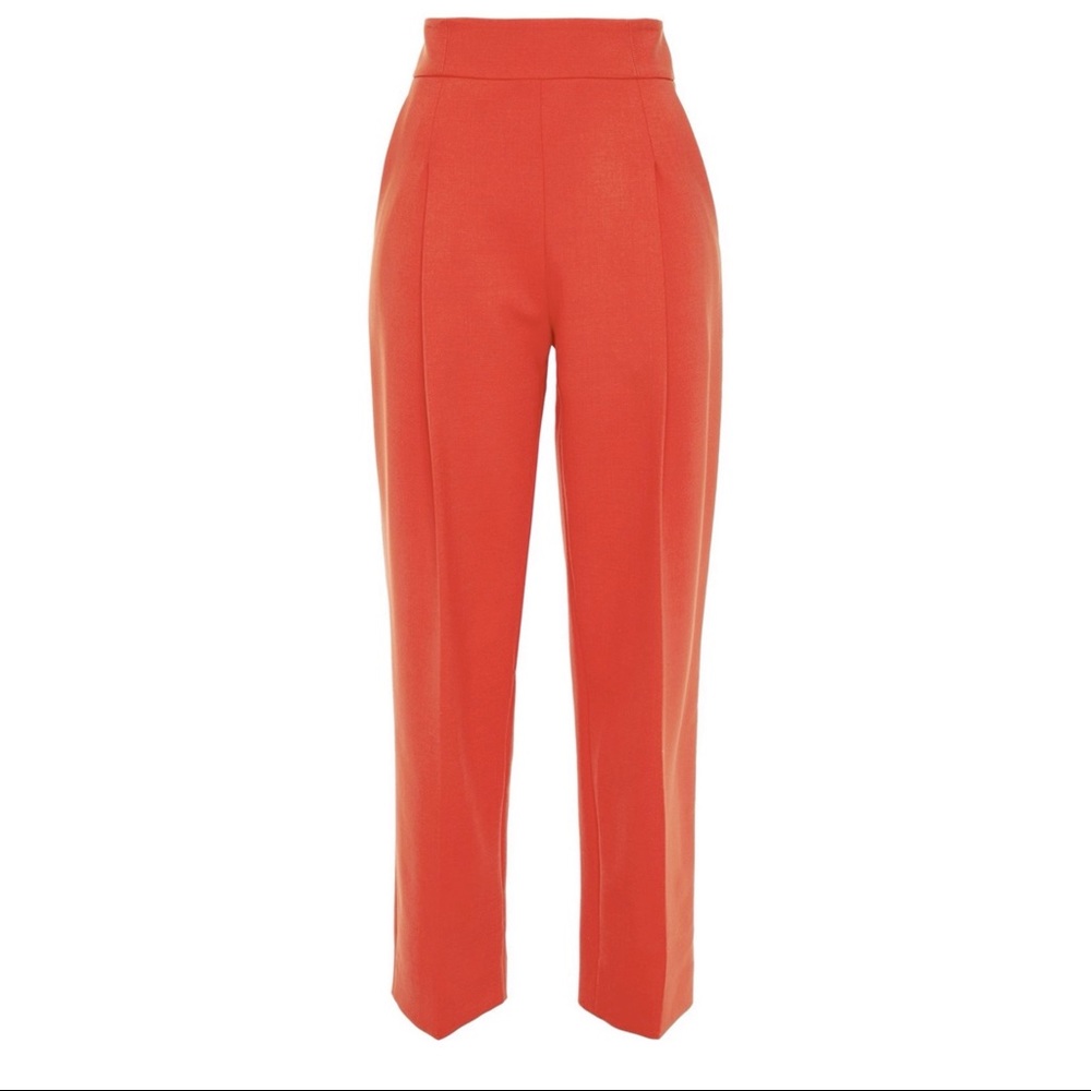 Oscar De La Renta Pleated Red Slacks